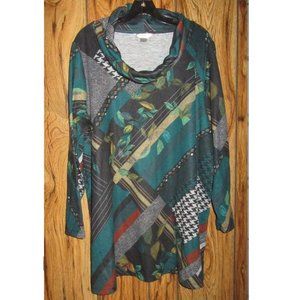 2X Plus Size Green CJ Banks Sweater Colorful, dressy Shirt, top